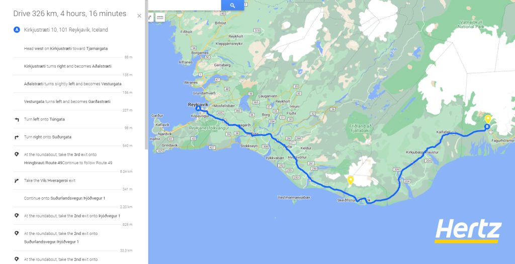 la route de Reykjavik à Skaftafell 