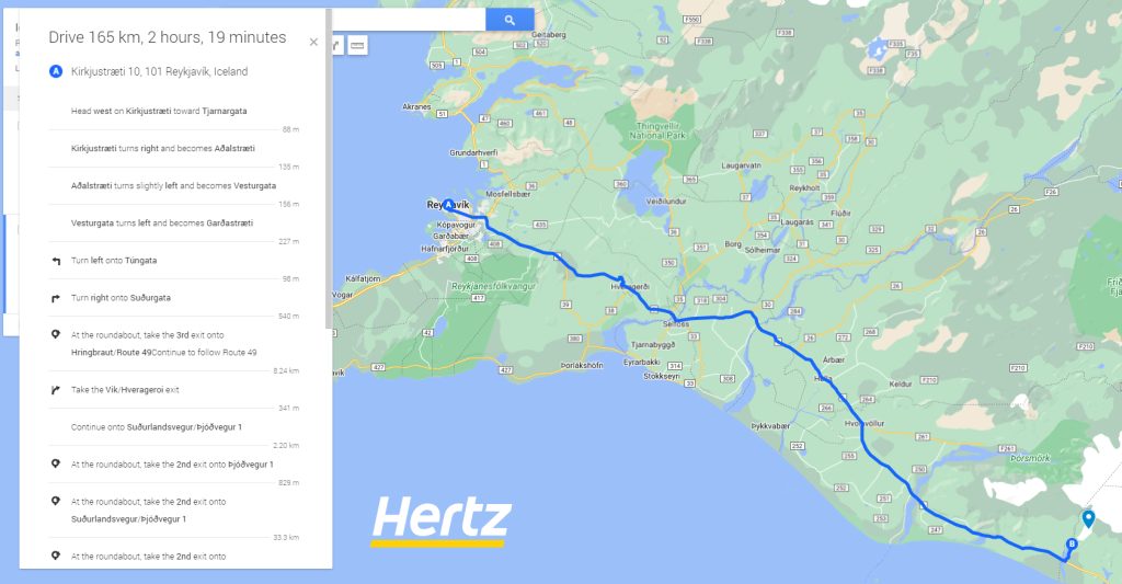 depuis Reykjavik, il faut environ 2 h 30 de route pour rejoindre Solheimajokull