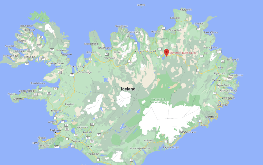 les bains de Myvatn sont situés dans le nord de l'Islande
