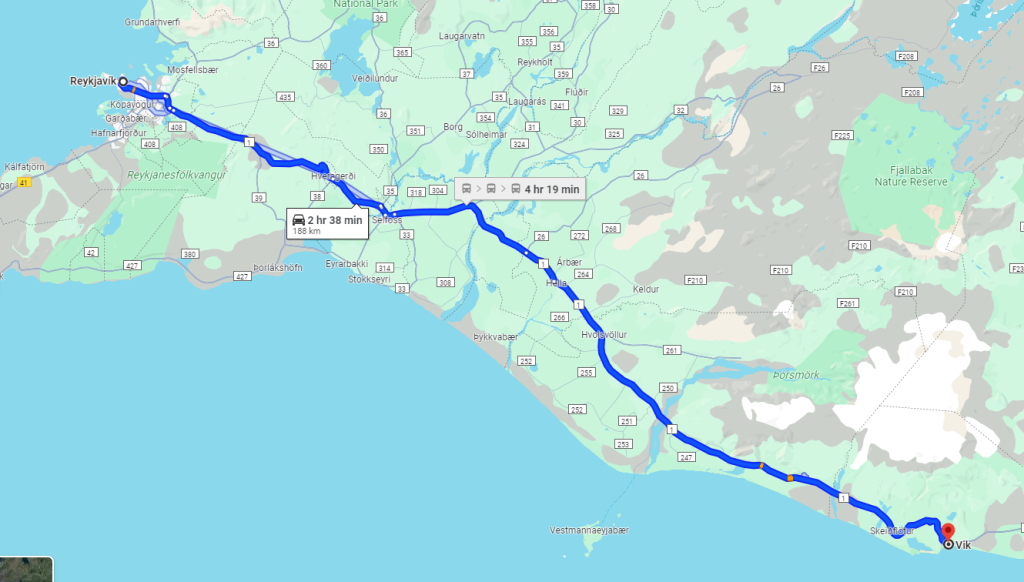 La route de Reykjavik à Vik en Islande
