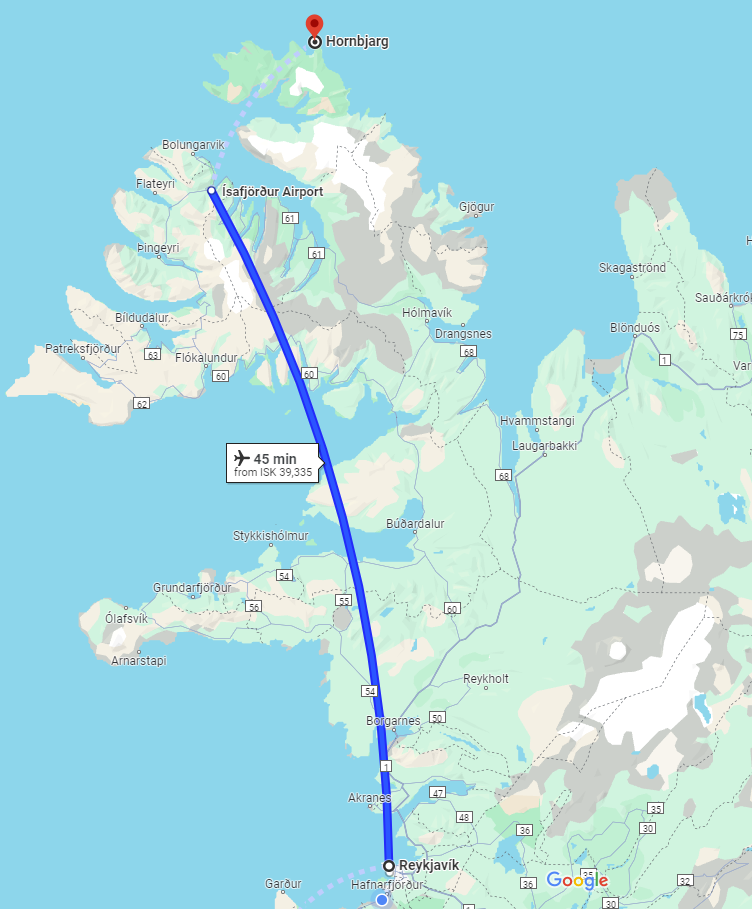 de Reykjavik à la montagne de Hornbjarg dans les fjords de l'Ouest