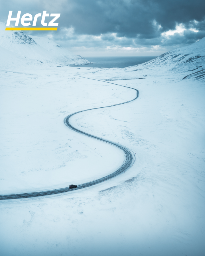 Islanda in inverno: esempio di strada con neve