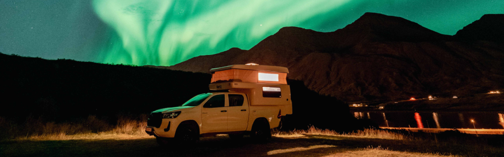 4WD Toyota Hilux camper rental Iceland