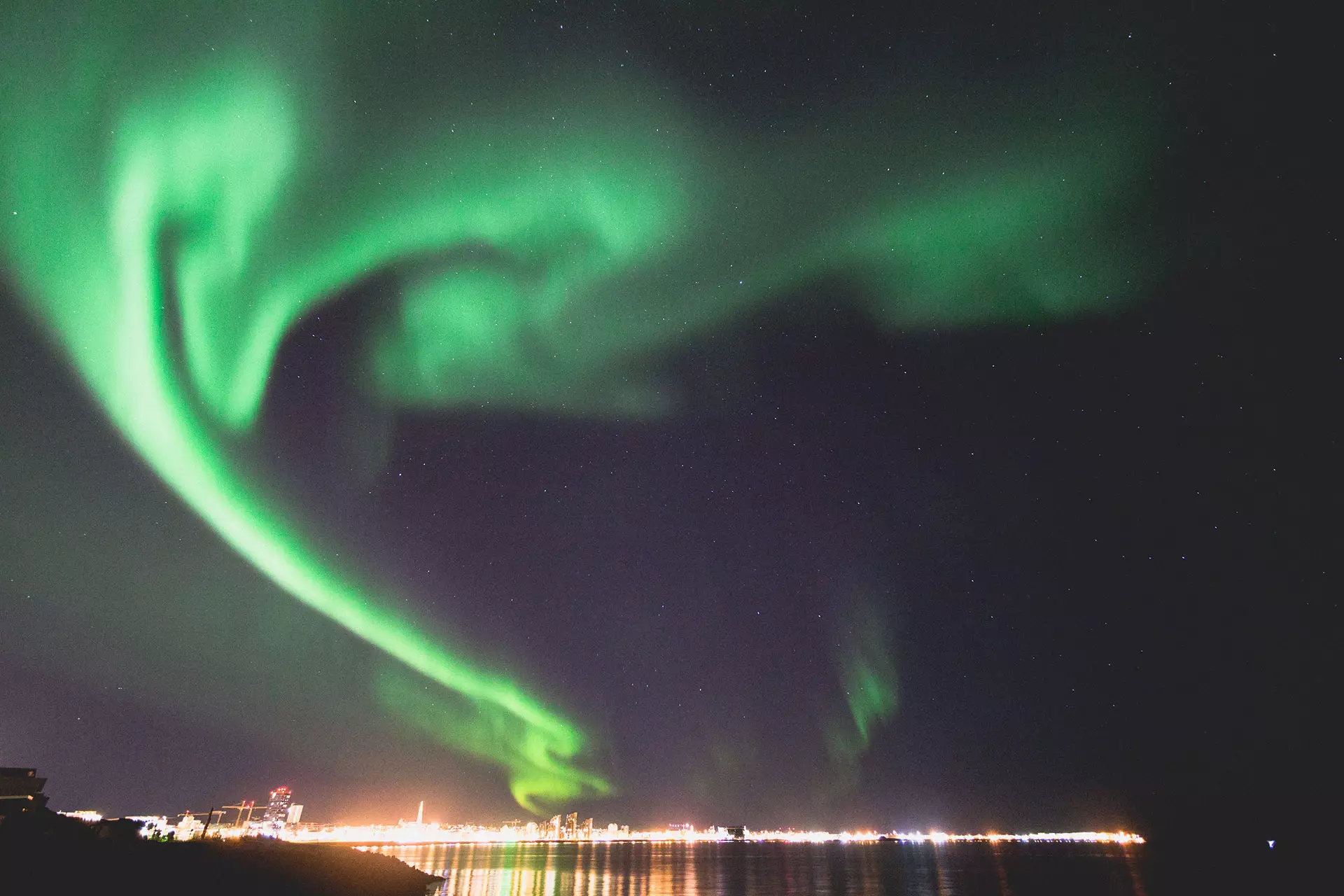 Auroras boreales desde Reikiavik.