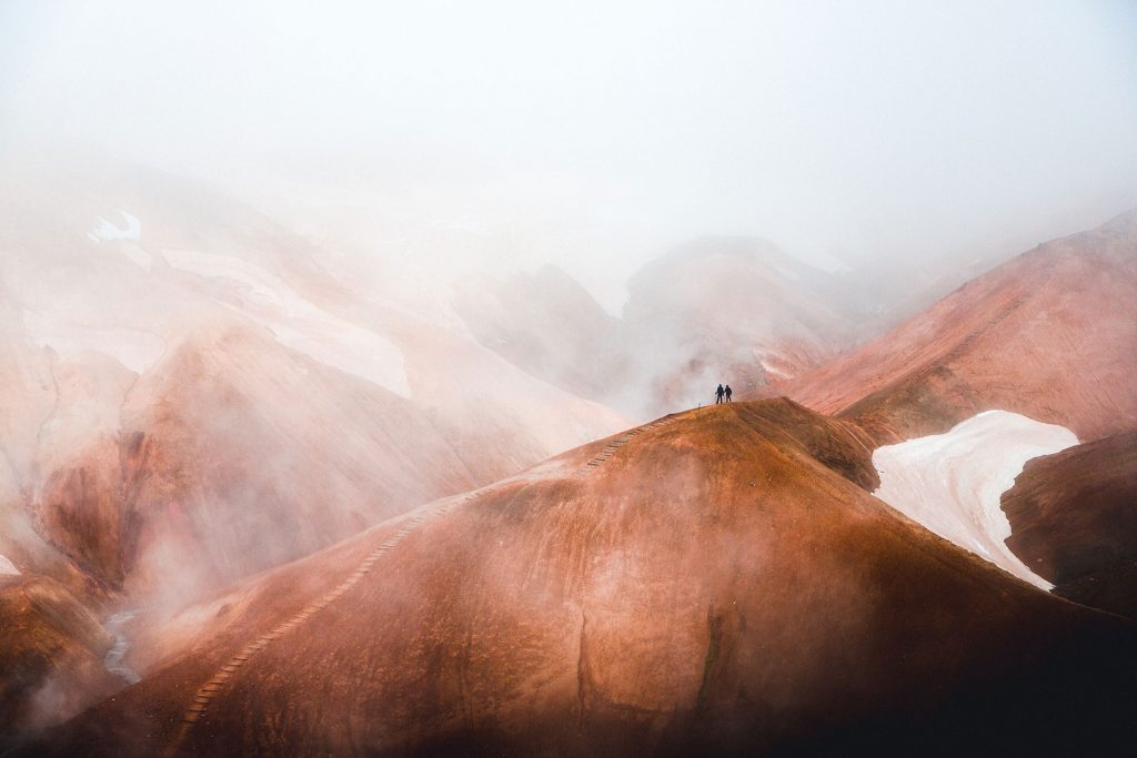 hiking in the icelandic highland in summer