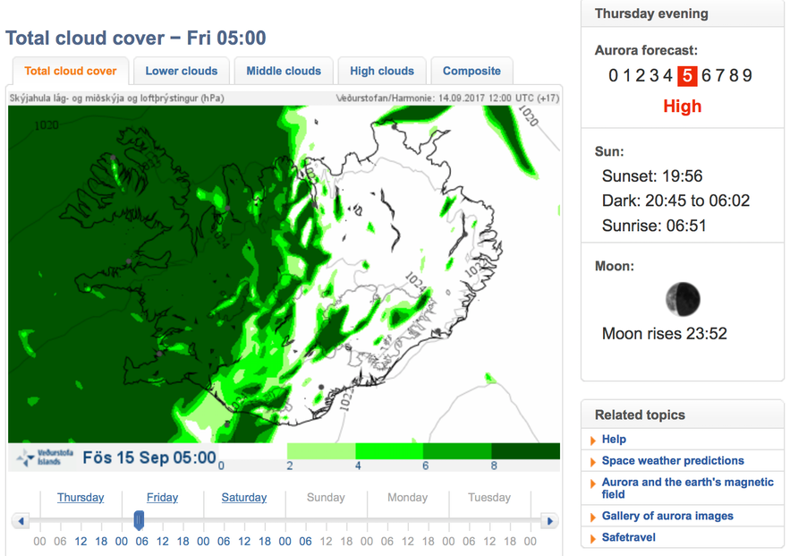 vedur is the Iceland weather forecast  website where you can check the aurora forecast 