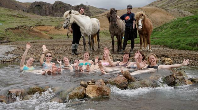 Reykjadalur natural hot spring in Iceland
