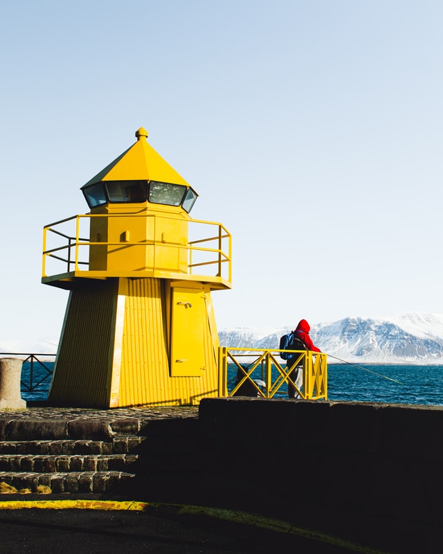 Iceland reykjavik yellow light house