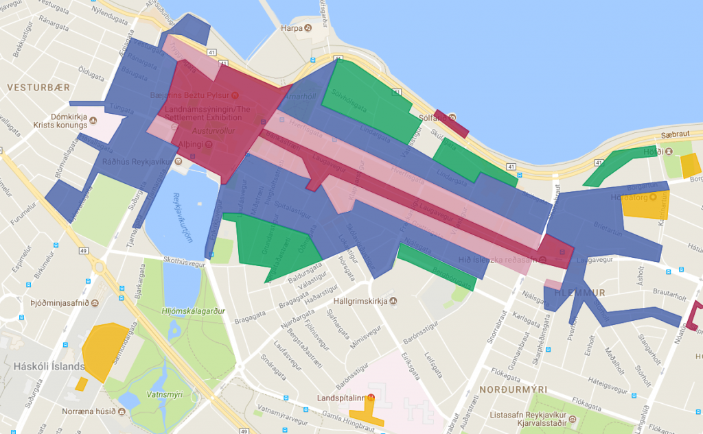 Reykjavik parking zones 