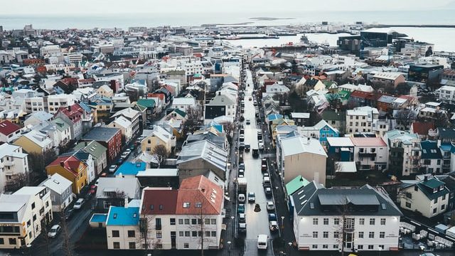 Parking in Reykjavik the capital of Iceland 