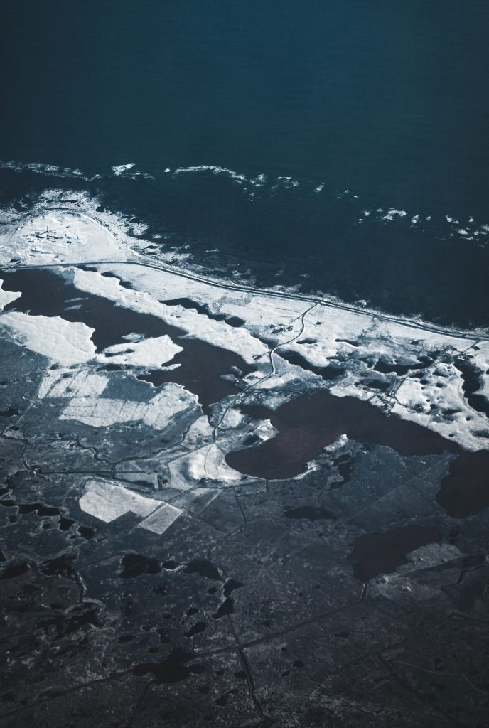 view the south coast of iceland from the flight 