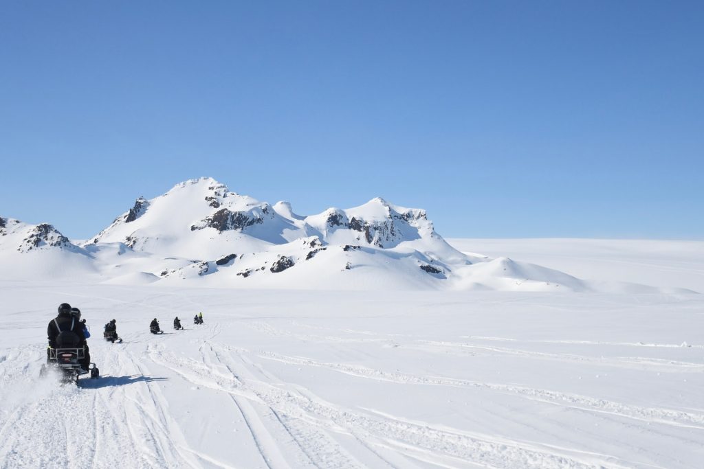 iceland snowmobile on the glacier