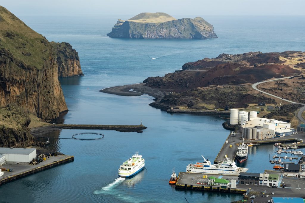 The islands are also called Vestmannaeyjar, and only the largest island, Heimaey, is inhabited.