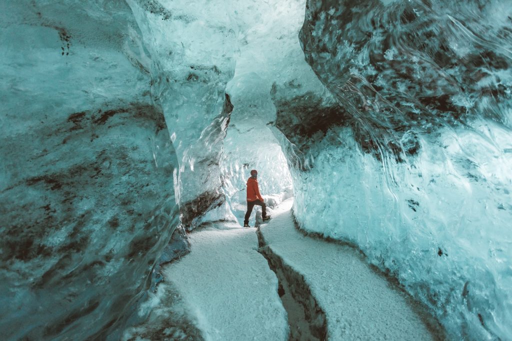 visiting the ice cave in November Iceland 