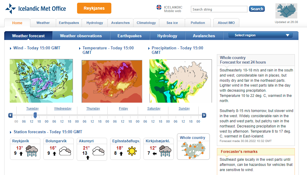 icelandic met office website