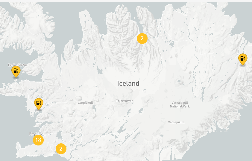 Atlantsolía gas station in Iceland 