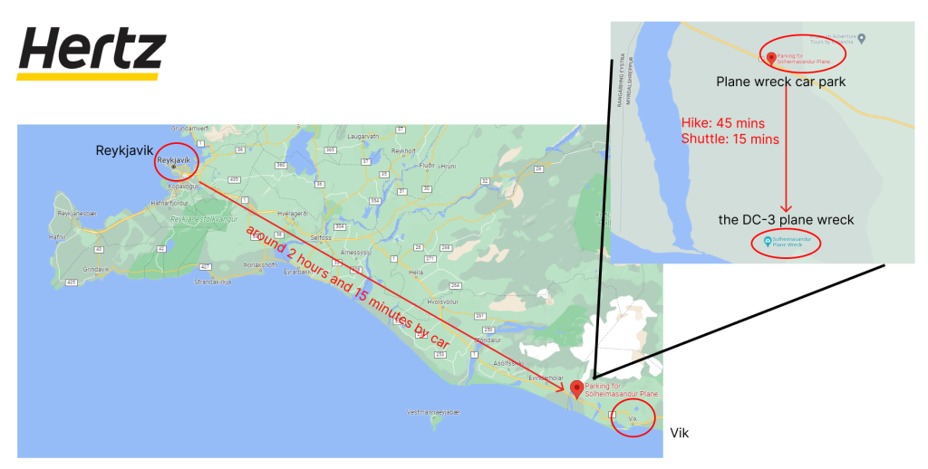 map of how to get to dc3 plane wreck 