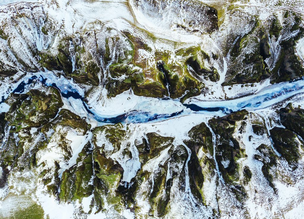 the wintry canyon in Iceland