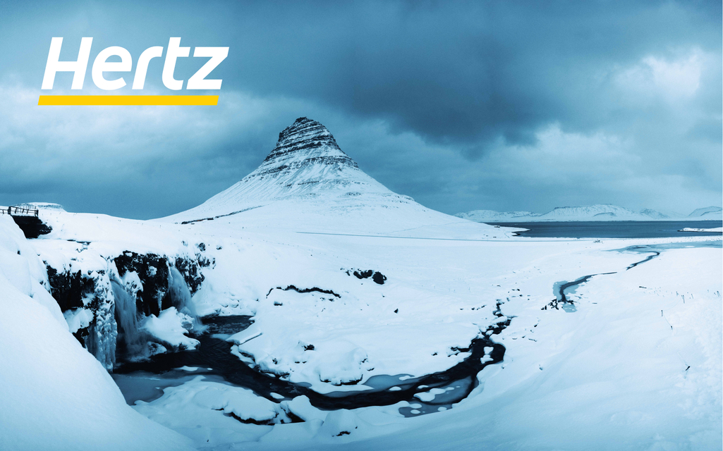 the winter Kirkjufell mountain in Iceland 