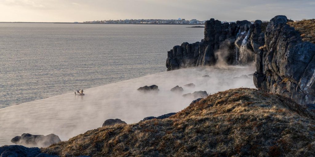 the view in Sky Lagoon Iceland 