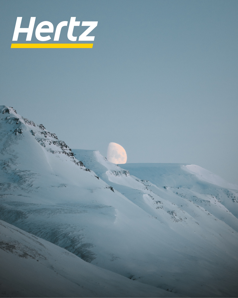 the winter moon behind a mountain in Iceland winter 