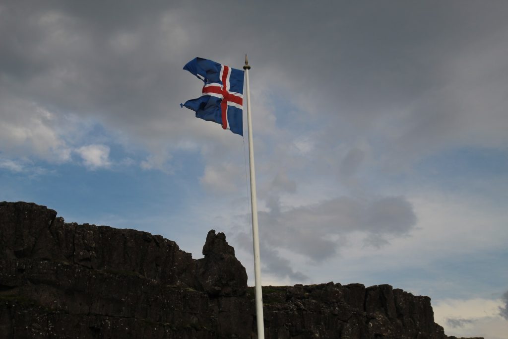 Icelandic flag in the Iceland national park