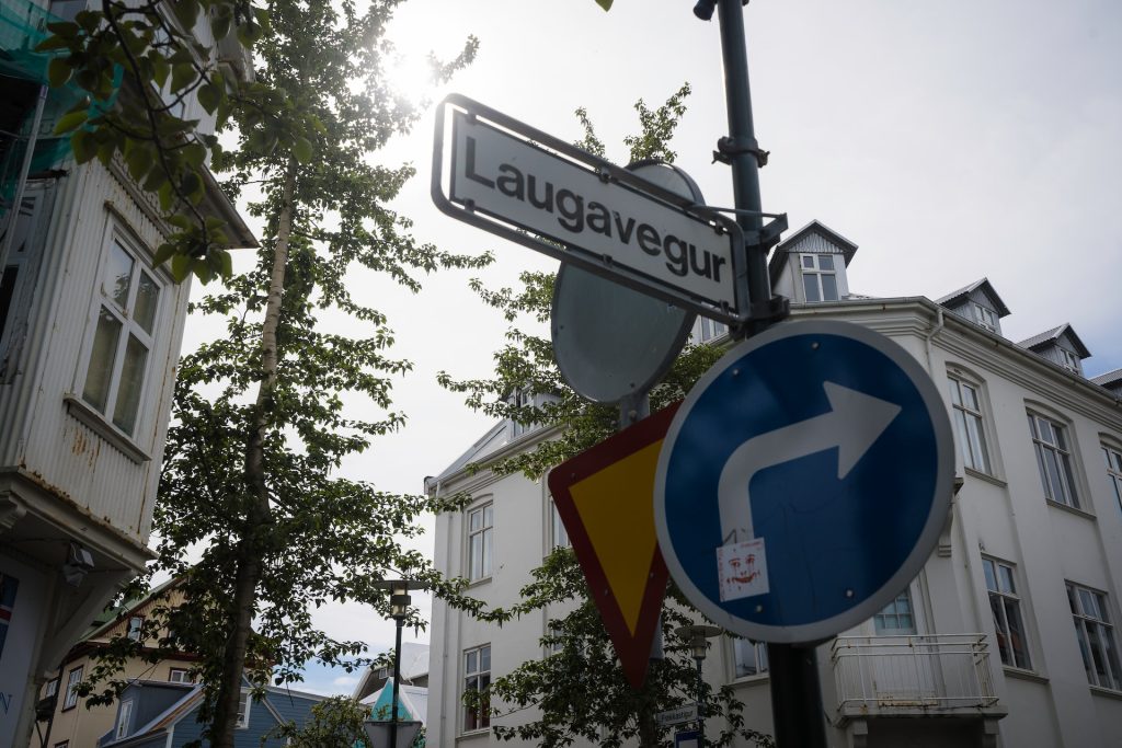 Laugavegur is the main shopping street of Capital of Iceland, Reykjavik