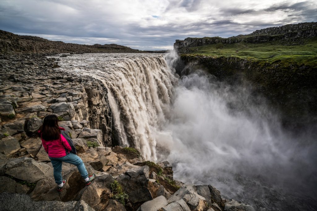 Dettifoss is a massive waterfall located in the north part of Vatnajokull national park