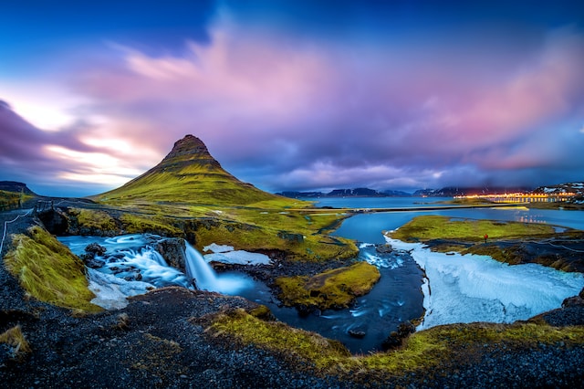 The Grundafjordur town Iceland is located close to the Kirkjufell montain