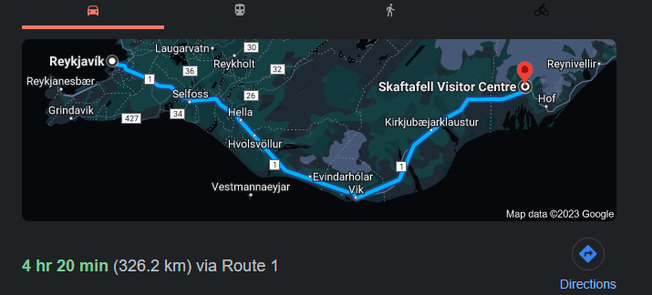 you need to drive over 4 hours to get to Skaftafell from Reykjavik