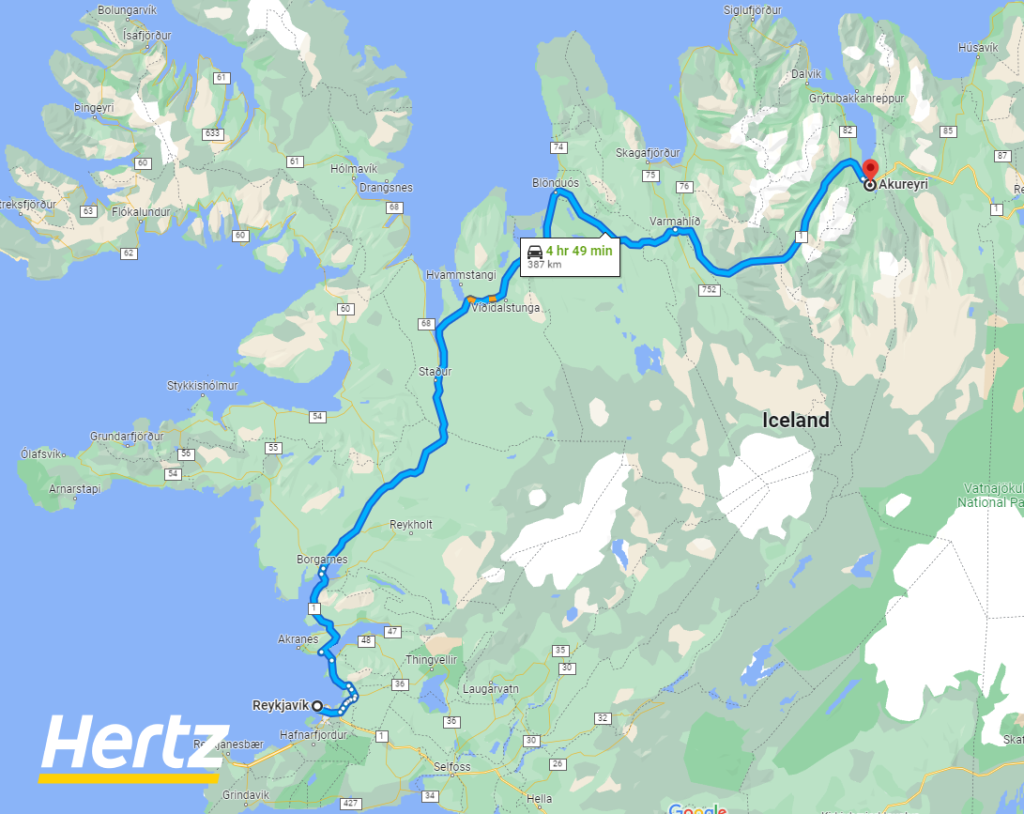 location map of Akureyri Iceland