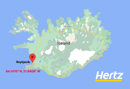 Reykjavík's Latitude and longitude map