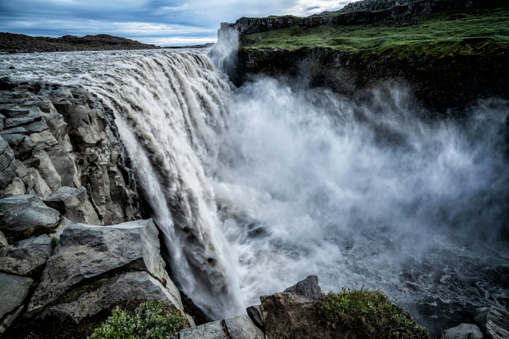 the Dettifoss waterfall is quite close to the husavik town