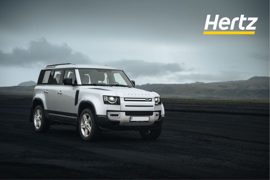 the robust land rover defender is the best rental car for Iceland