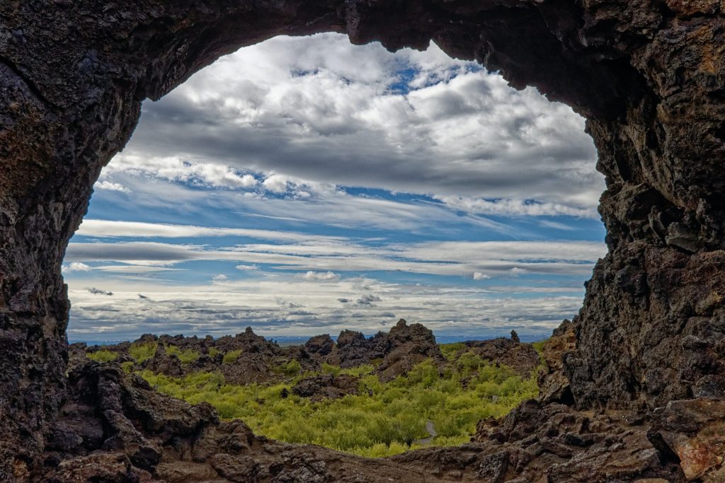 the Dimmuborgir lava field is located in North Iceland