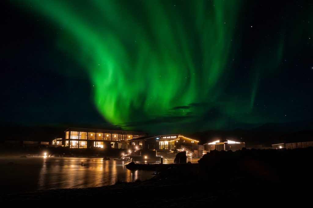 the winter view of Myvatn bath