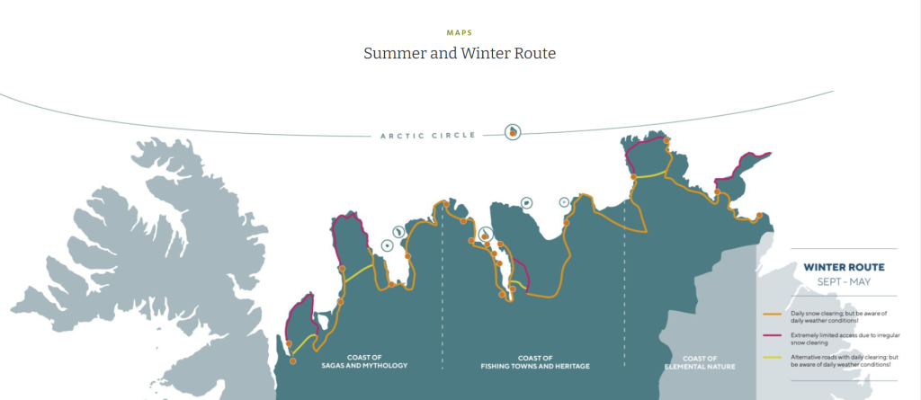 the Arctic Coast Way in Iceland winter driving route