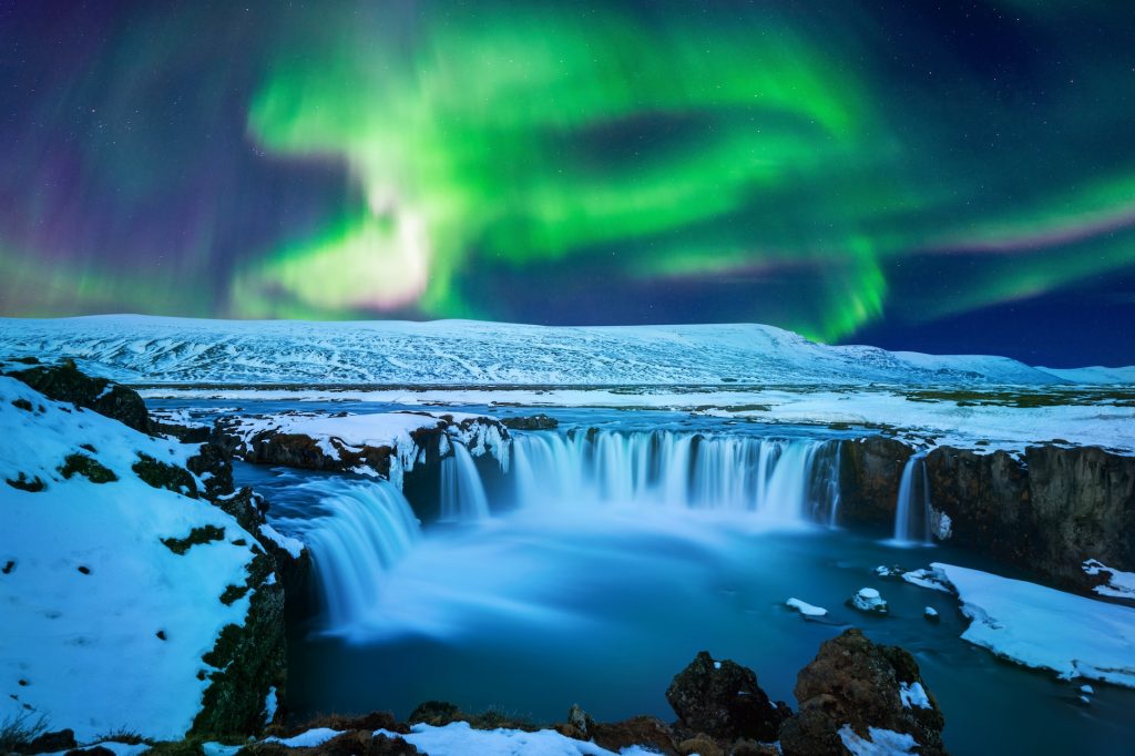 You have a chance to see the northern light when travelling North Iceland in winter season