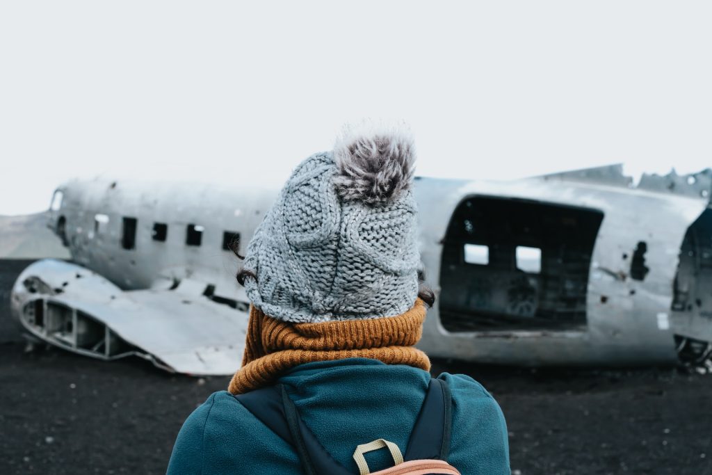 the DC-3 plane wreck located in Iceland south black sand beach