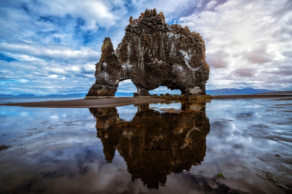 this is the rock called Troll of Northwest Iceland 