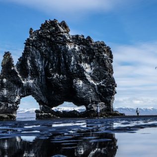 hvitserkur is in north iceland close to the shore