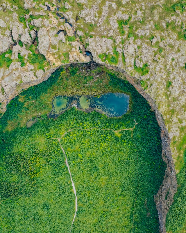 Asbyrgi Canyon Iceland view from drone