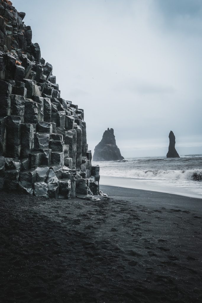 Reynisfjara Black Sand Beach is the most famous black beach in Iceland