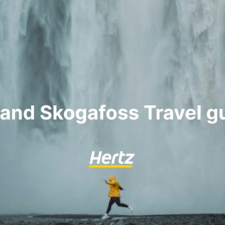 Skogafoss travel guide with a car