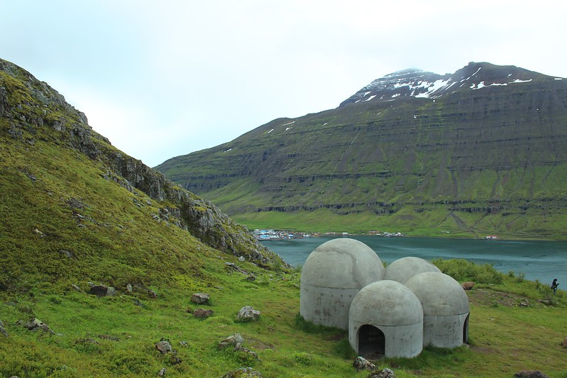 Tvisongur is a site-specific sound sculpture by German artist Lukas Kühne and is located on a mountainside above the town of Seydisfjordur