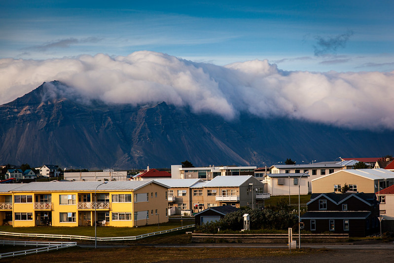 Hofn iceland town view in summer