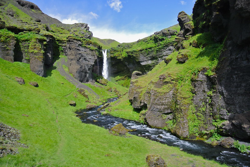 the view of Kvernufoss waterfall iceland