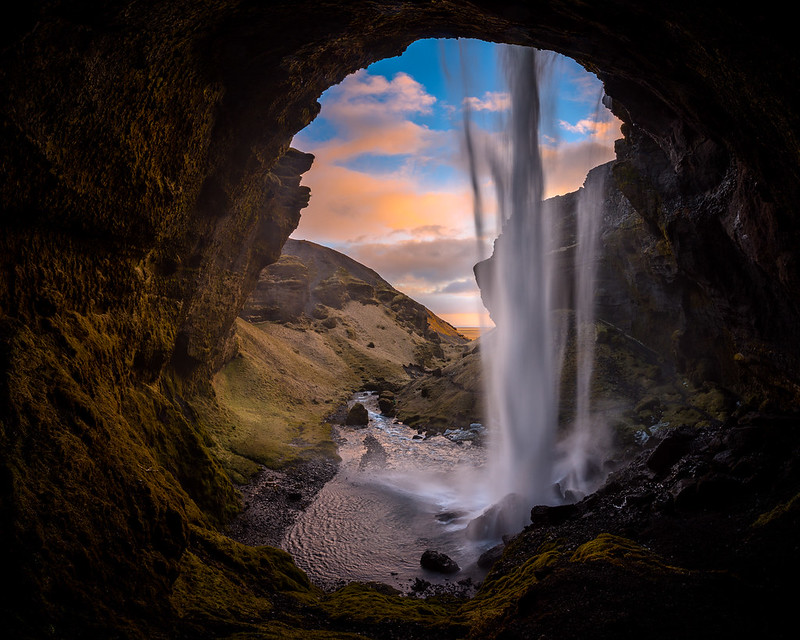 taking the photo at Kvernufoss waterfall