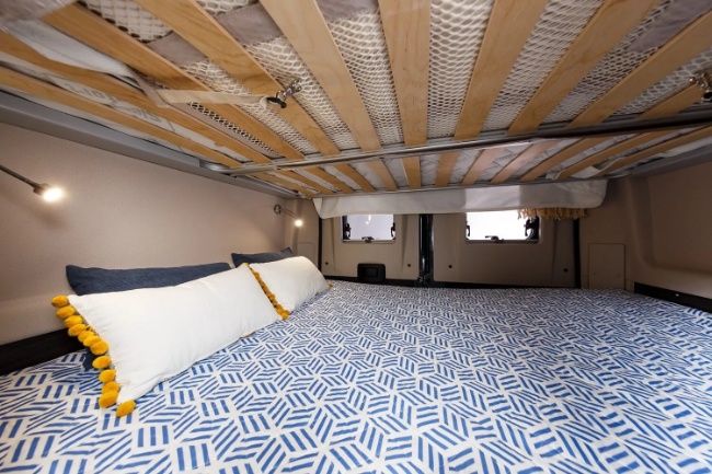 the bed area in the motorhome iceland home