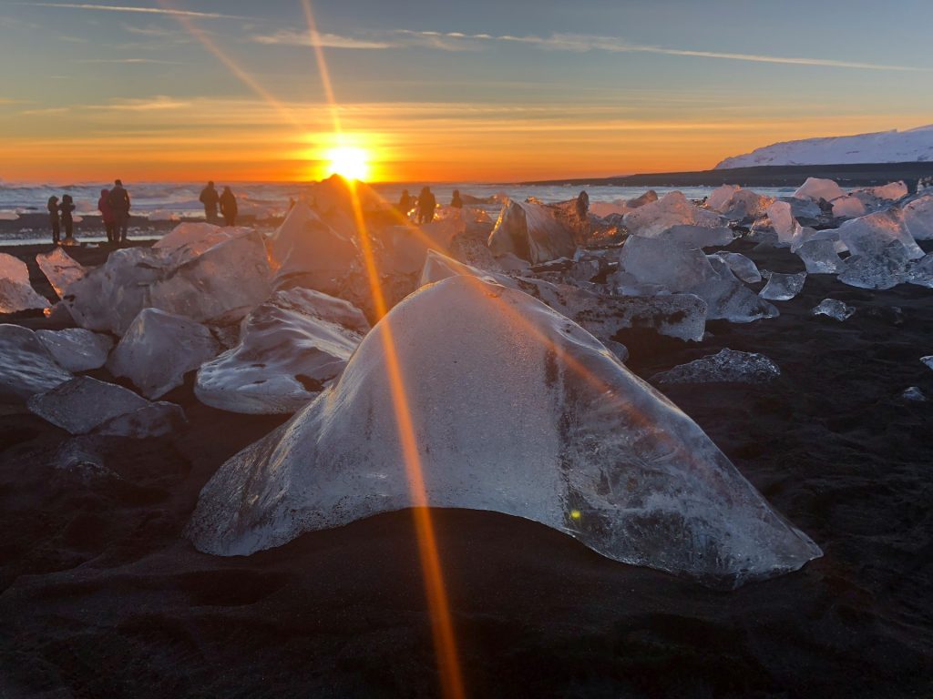 the summer at the diamond beach Iceland